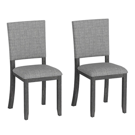 Upholstered Dining Chairs Set of 2 with Soft Padded Seat and Solid Wood Frame-Light Grey