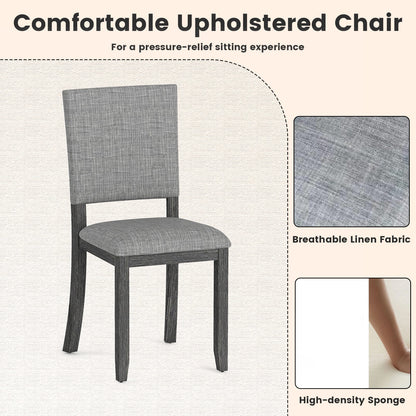Upholstered Dining Chairs Set of 2 with Soft Padded Seat and Solid Wood Frame-Light Grey