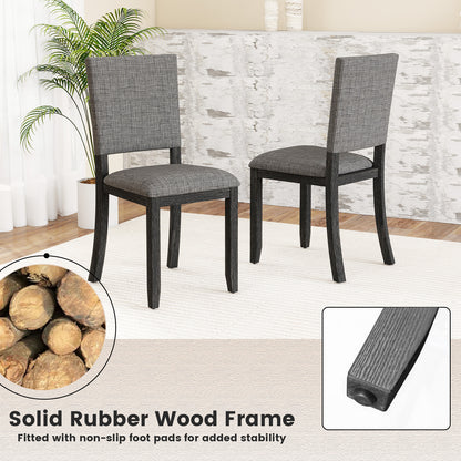 Upholstered Dining Chairs Set of 2 with Soft Padded Seat and Solid Wood Frame-Light Grey