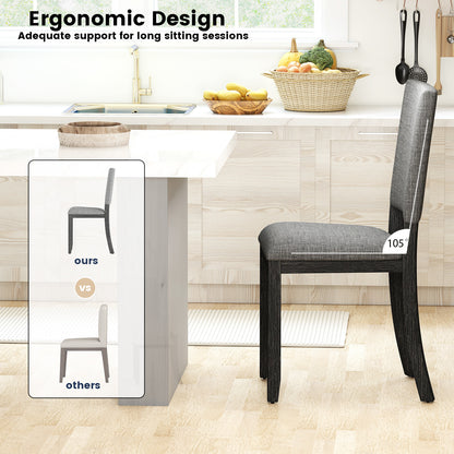 Upholstered Dining Chairs Set of 2 with Soft Padded Seat and Solid Wood Frame-Light Grey