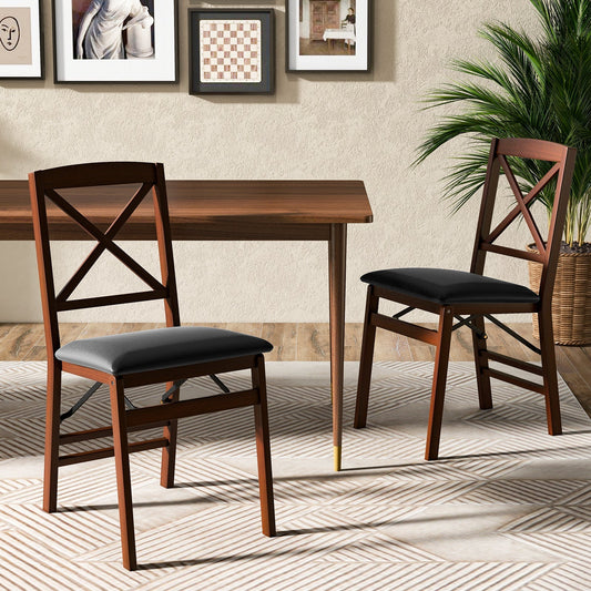 Upholstered High Back Wooden Dining Chair Set of 2-Brown