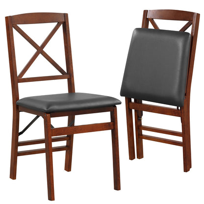 Upholstered High Back Wooden Dining Chair Set of 2-Brown