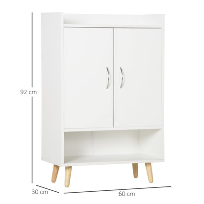 HOMCOM Modern Shoe Cabinet Storage Organizer with Doors and Shelves for Hallway & Entryway, 60L x 30W x 92Hcm, White