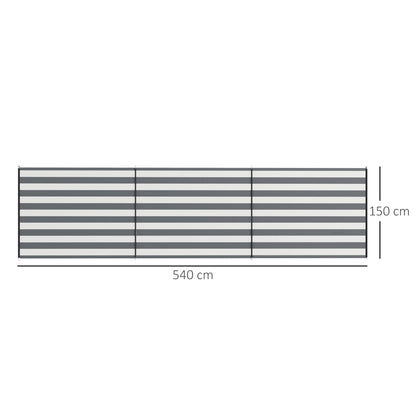 Outsunny 4 Pole Camping Windbreaks, Beach Wind Shield Shelter with Carry Bag and Steel Poles, Outdoor Caravan Privacy Shield, 540cm x 150cm, Grey and White