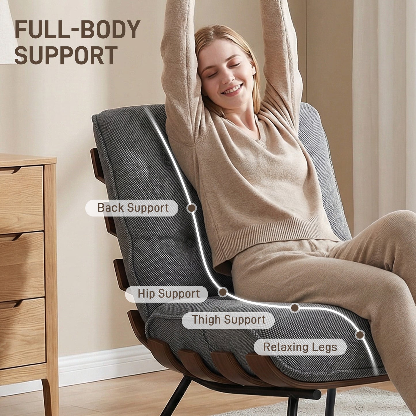 HOMCOM Accent Chair, Linen-look Fabric Reading Chair with Spring Cushion, Slatted Support, Steel Frame, Dark Grey