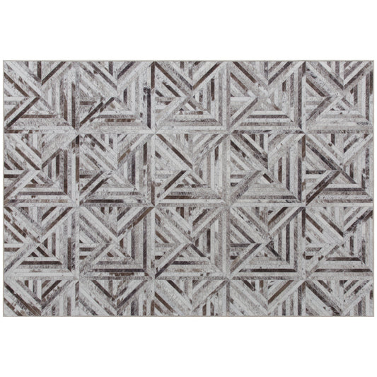 HOMCOM Modern Area Rug, Triangle Pattern Non-Slip Washable Rug, Chenille Floor Carpet for Living Room, Bedroom, Dining Room, Home Office, 290 x 200 cm, Brown