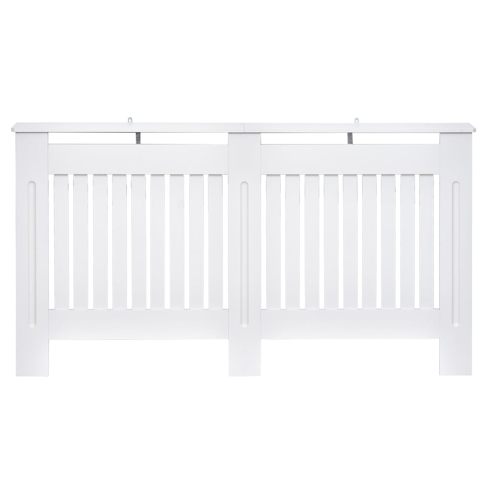 HOMCOM Slatted Radiator Cover Painted Cabinet MDF Lined Grill in White (152L x 19W x 81H cm)
