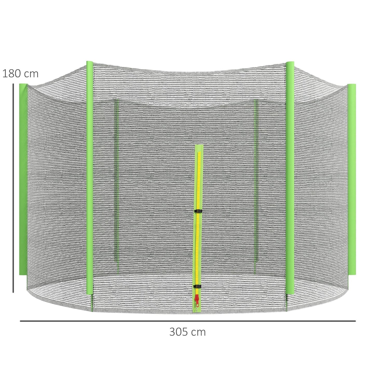 SPORTNOW 10ft Trampoline Net Replacement with 6 Plastic Pole Covers, Weather-Resistant Trampoline Netting Replacement with Zipped Entrance, Poles Not Included, Green