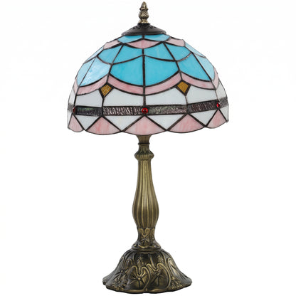 HOMCOM Tiffany Stained Glass Table Lamp, Handmade Antique Bedside Lamp, Decorative Night Light