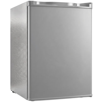 HOMCOM 73 L Mini Fridge with Chiller Box, Single Door Compact Refrigerator, Adjustable Thermostat, Reversible Door, Grey