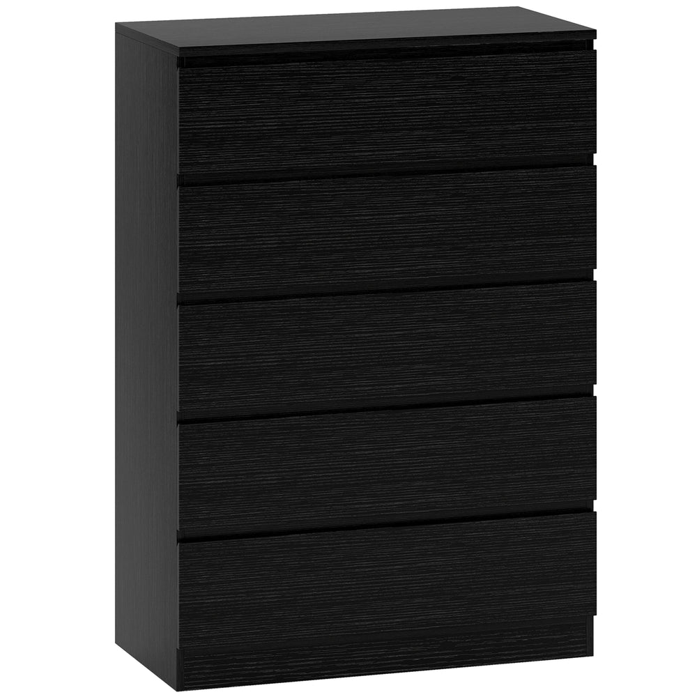 HOMCOM Chest of Drawers, 5 Drawer Dresser, Modern Storage Cabinet with 5 Drawers, for Bedroom, Living Room, Black