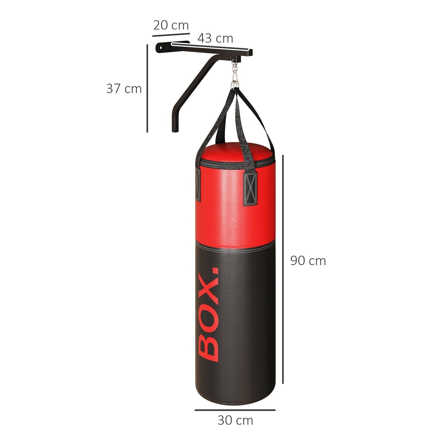 SPORTNOW Unfilled Punching Bag Set with Boxing Bag Bracket, Boxing Gloves, Hand Wraps and 360  Swivel Hook