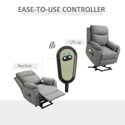 HOMCOM Faux Leather 70 Electric Riser Recliner Chair - Grey