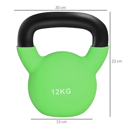 HOMCOM Soft Kettlebell, 12kg Kettle Bell with Non-Slip Handle for Home Gym Weight Lifting and Strength Training, Green