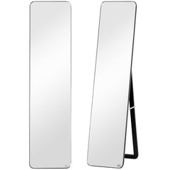 HOMCOM Full Length Mirror, 156 x 37 cm Rectangular Full Body Mirror with Stand, Floor Standing, Hanging or Leaning Against Wall for Bedroom Cloakroom, Black