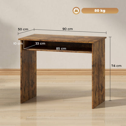 HOMCOM Boxy Work Desk, with Shelf - Wood-Effect