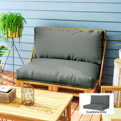 Outsunny Two Piece Seat Pallet and Back Cushions - Charcoal Grey