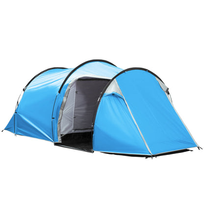 خيمة تخييم Outsunny 2-3 Man Tunnel Tent مع فتحات تهوية للشرفة وغطاء مقاوم للطقس وصيد الأسماك والمشي لمسافات طويلة والمهرجانات والمنزل