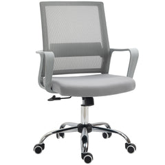 Vinsetto Ergonomic Desk Chair Mesh Office Chair with Adjustable Height Armrest and 360 Swivel Castor Wheels Grey
