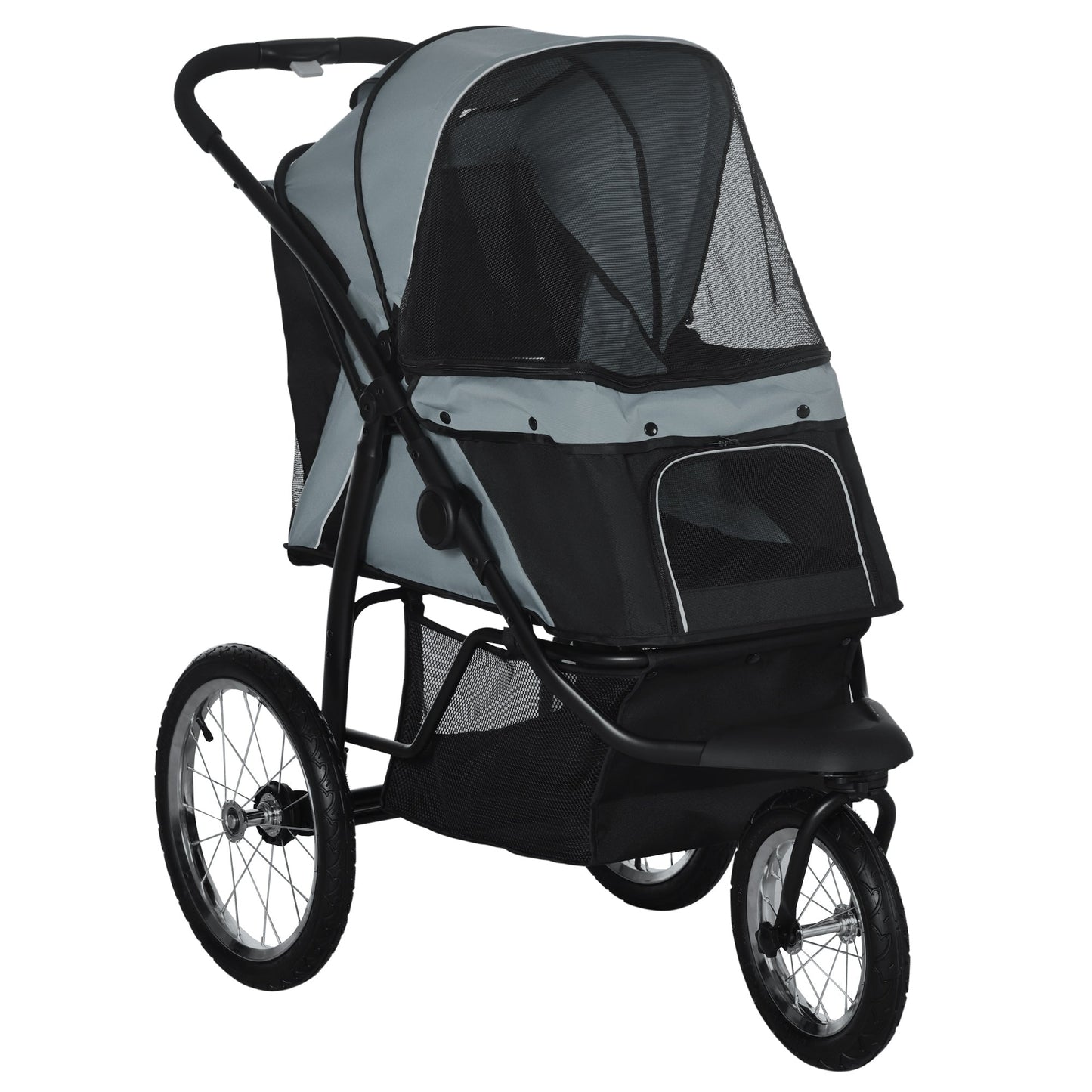 PawHut Foldable Pet stroller, Dog Buggy with Three Wheels, for Small/Medium Dogs, Grey