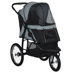 PawHut Foldable Pet stroller, Dog Buggy with Three Wheels, for Small/Medium Dogs, Grey