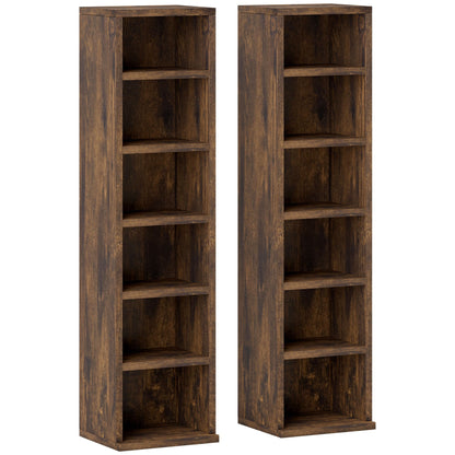 HOMCOM Set of Two 102 CD Storage Units - Mid Brown Wood-Effect