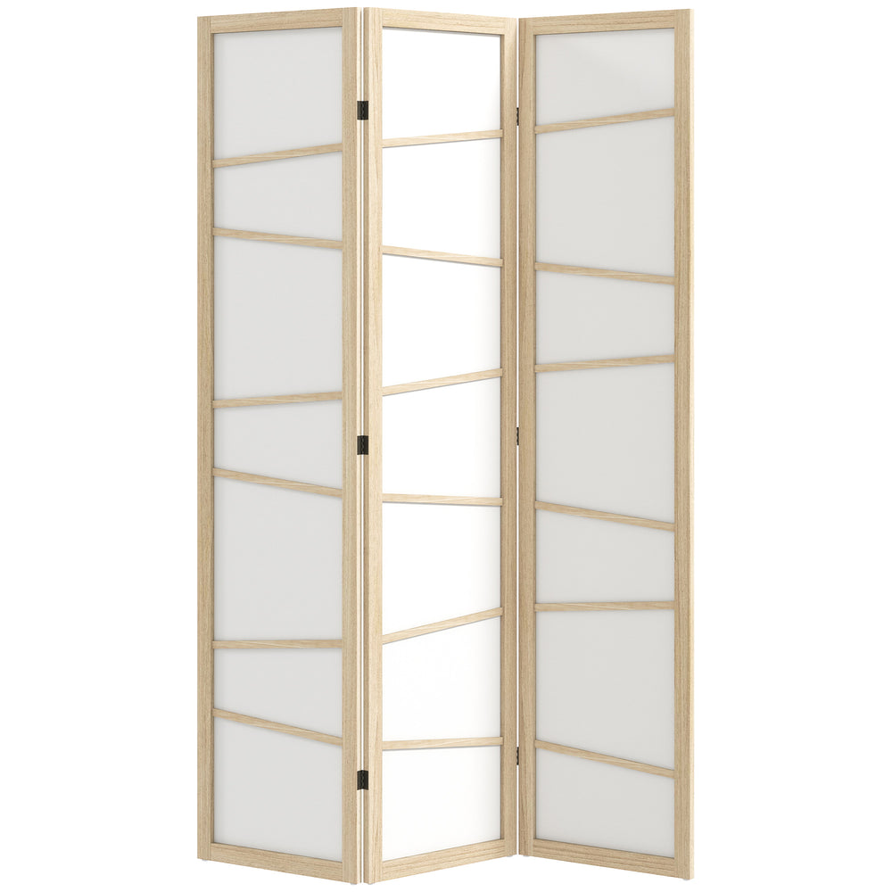 HOMCOM Wooden Folding Privacy Screen, 3 Panel Room Divider for Bedroom, Natural Wood Finish