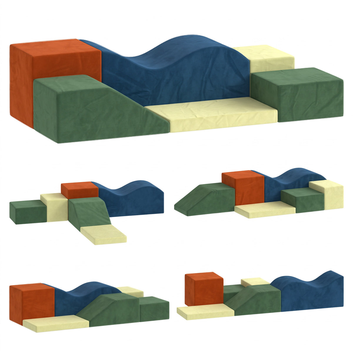 AIYAPLAY Kids Soft Play Set, 6PCS Foam Climbing Blocks with Non-Slip Base, Indoor Soft Playground for Climbing and Crawling