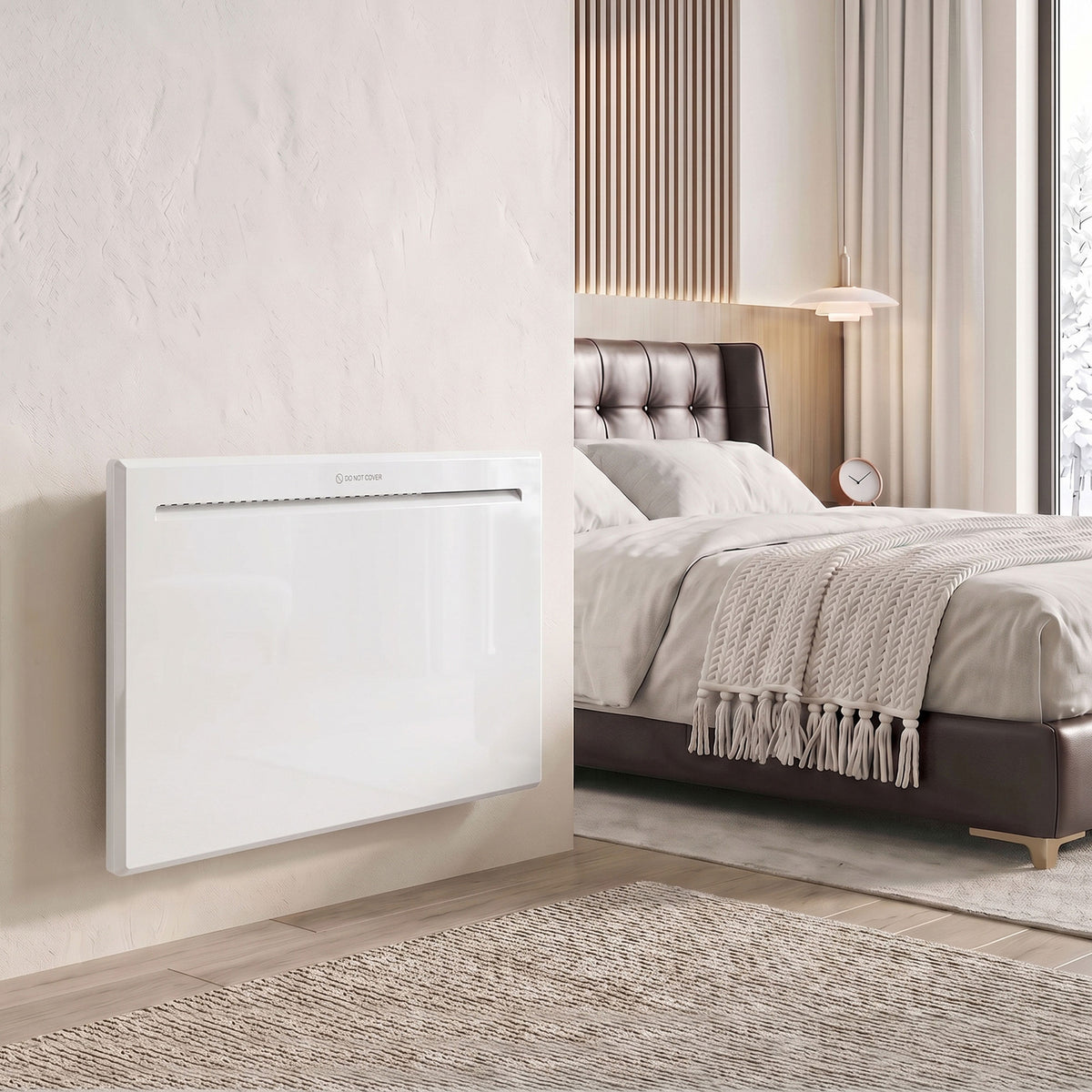 HOMCOM Smart Panel Heater Wall Mounted/Freestanding, Electric Heater with Weekly Timer, Open Window & Anti-Frost, 1000W, White