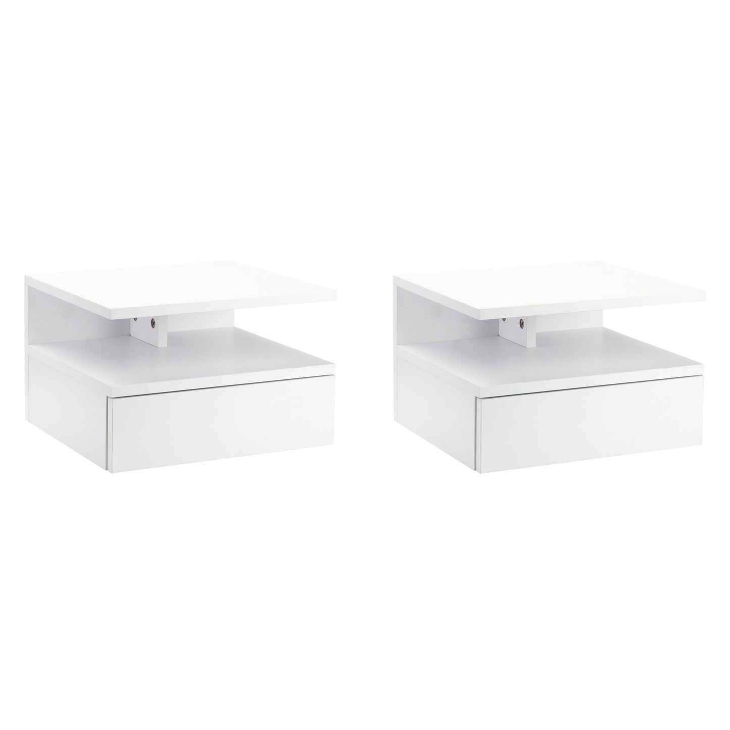 HOMCOM Set of Two Floating Bedside Tables - White