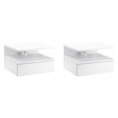 HOMCOM Set of Two Floating Bedside Tables - White