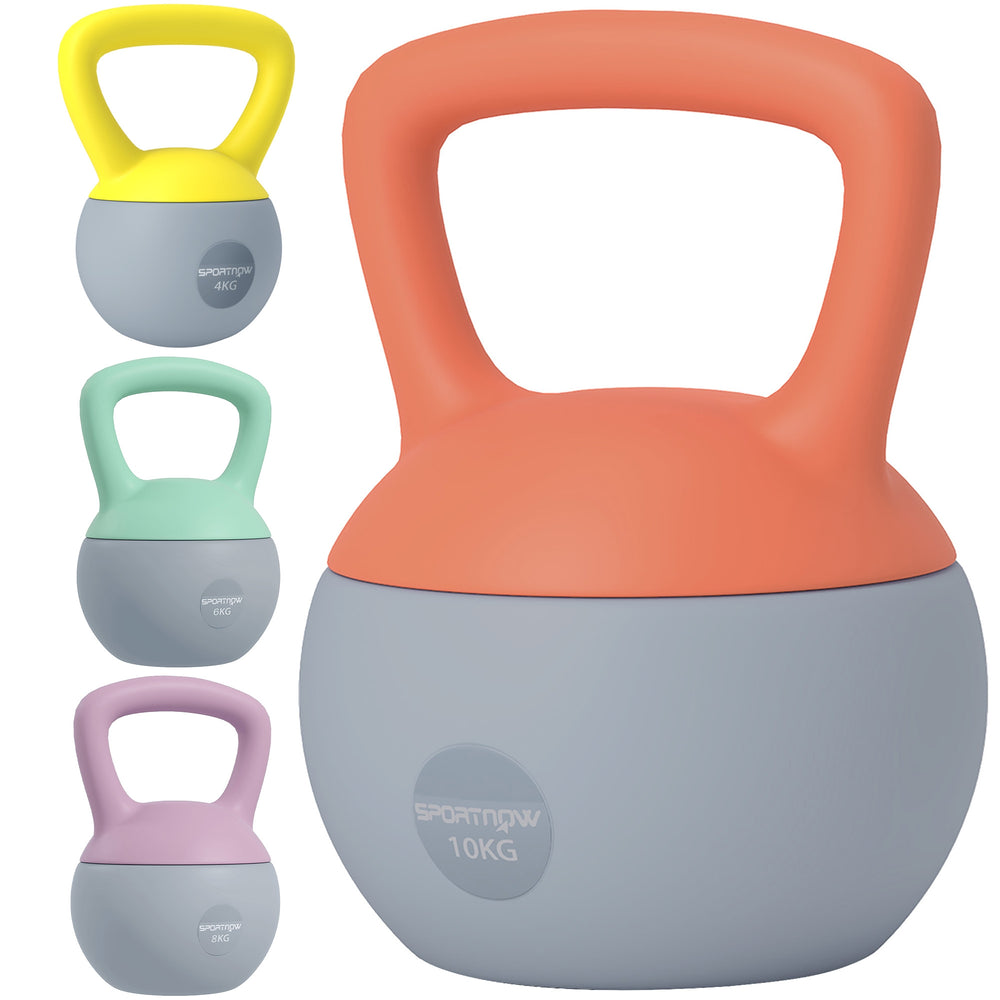 SPORTNOW 4kg/6kg/8kg/10kg Soft Kettlebell, Set of 4 Kettle Bell with Non-Slip Handle for Home Gym Weight Lifting and Strength Training