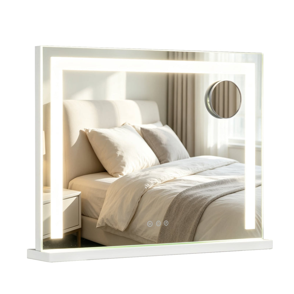 Vanity Mirror with LED Lights and Removable Magnify Mirror for Makeup-White