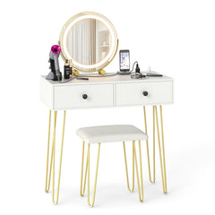 Vanity Desk with Mirror and Lights Makeup Dressing Table-White