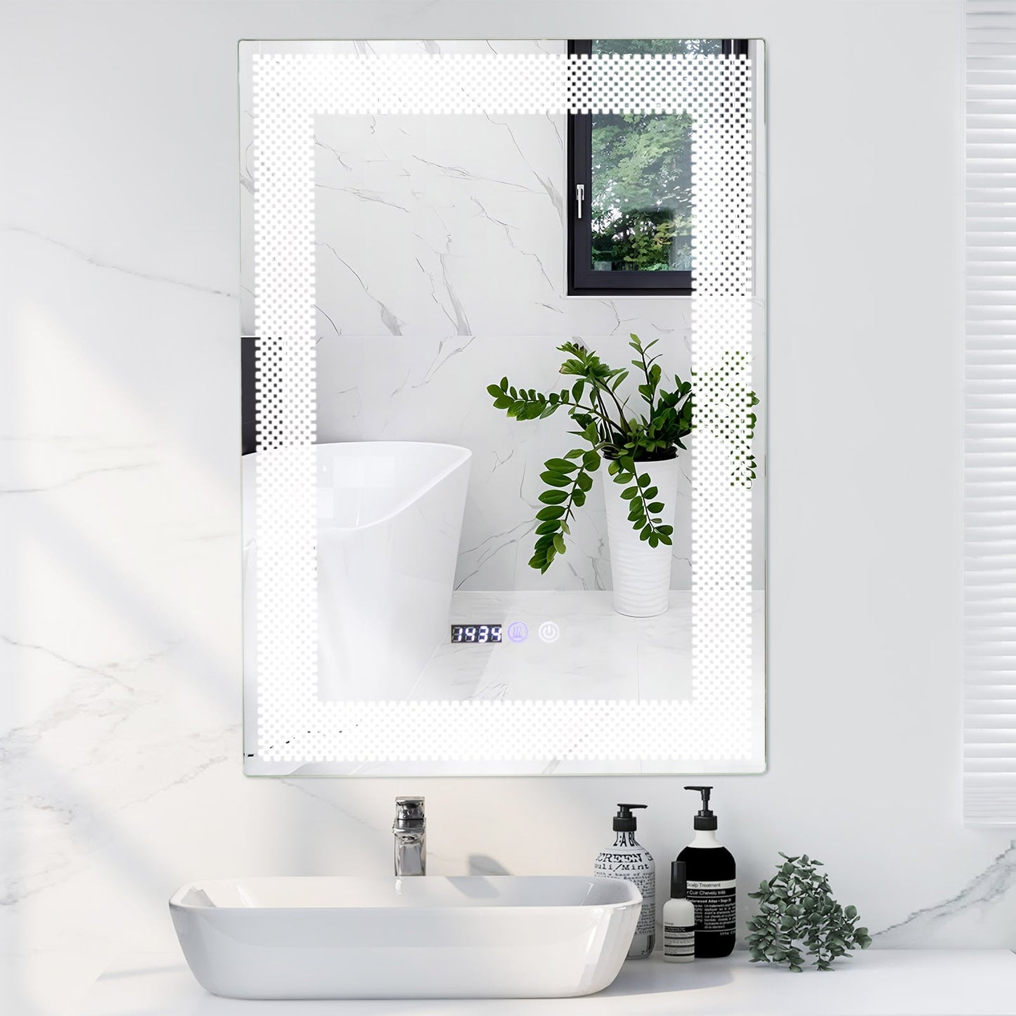 LED Wall Mounted Anti-Fog HD Vanity Mirror with 3 Color Adjustable Lights