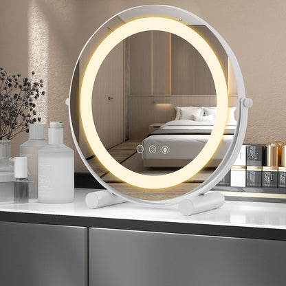 30 CM LED Light Up Round Mirror with 3 Colours and Adjustable Brightness-White