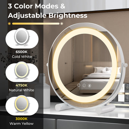 30 CM LED Light Up Round Mirror with 3 Colours and Adjustable Brightness-White