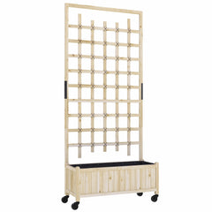 Outsunny Wooden Trellis Planter, Raised Garden Bed with Wheels, to Climb and Grow Vegetables, Herbs and Flowers, Natural