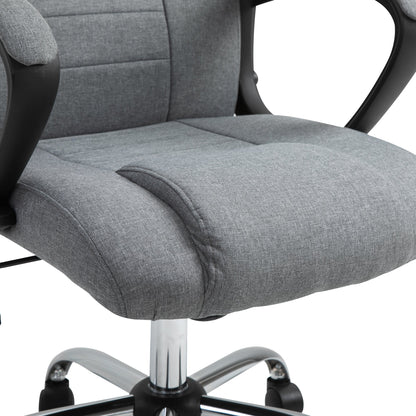 Vinsetto High Back Office Chair 360° Swivel Chair Adjustable Height Tilt Function Linen Deep Grey 62W x 62D x 110-119H cm