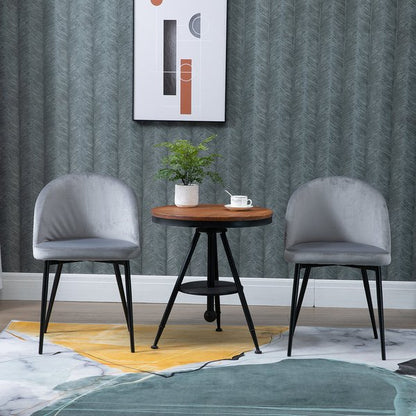 Velvet Contemporary Set Of 2 Kitchen Dining Chairs - Grey