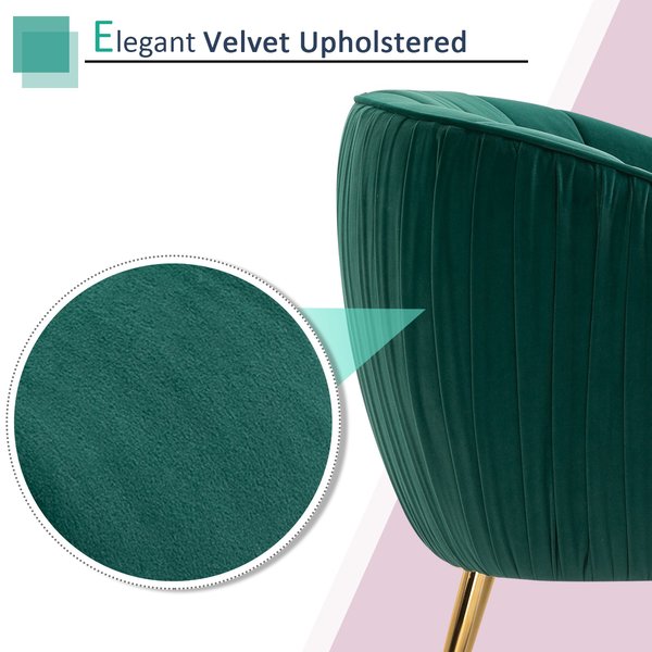 Velvet-Look Polyester Upholstered Decadent Armchair - Emerald Green