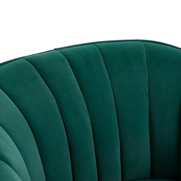 Velvet-Look Polyester Upholstered Decadent Armchair - Emerald Green