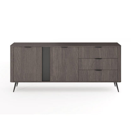 Wooden sideboard with drawers and doors on a white background