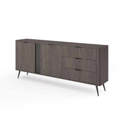 Wooden sideboard with drawers and doors on a white background