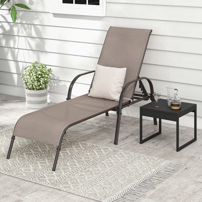 Versatile Chaise Lounge Chair with 5 Adjustable Positions Iron Construction-Brown