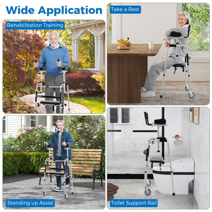 Versatile Rolling Walker with Padded Seat and  2 Premium Wheels-Silver