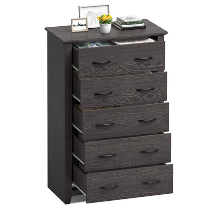 Dresser Vertical Chest of Drawers with 5 Pull-out Drawers-Dark Grey