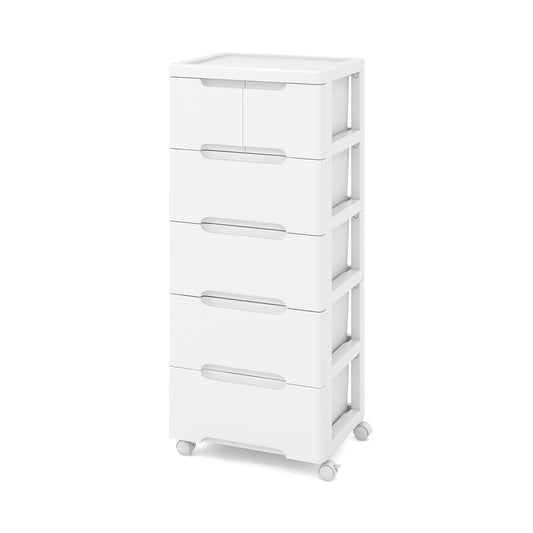 Vertical Rolling Storage Cabinet with Universal Wheels and Lockable Wheels-5 Drawers