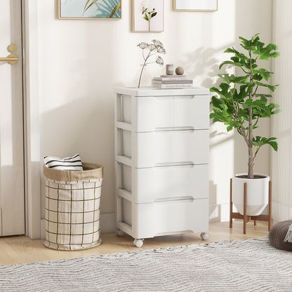 Vertical Rolling Storage Cabinet with Universal Wheels and Lockable Wheels-4 Drawers