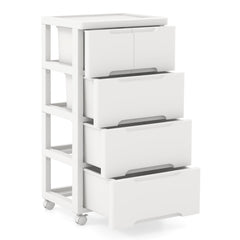 Vertical Rolling Storage Cabinet with Universal Wheels and Lockable Wheels-4 Drawers